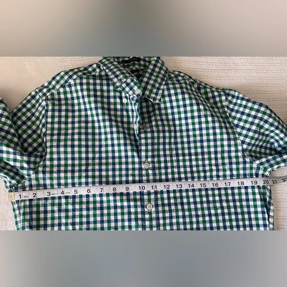 J. Crew Green Casual Button Down Shirt with Gingham Pattern